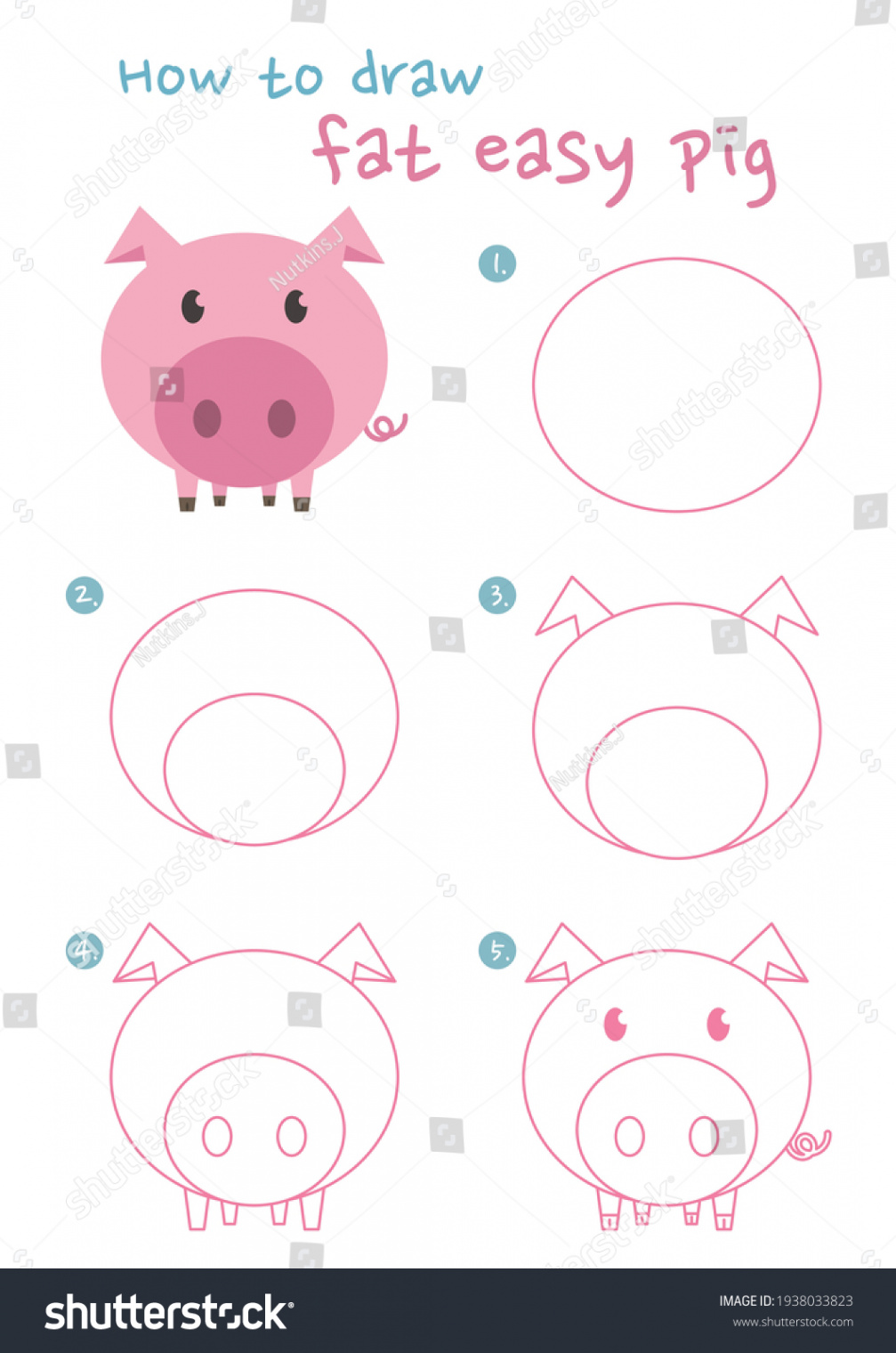 How Draw Pig Vector Illustration Draw Stock Vector (Royalty Free