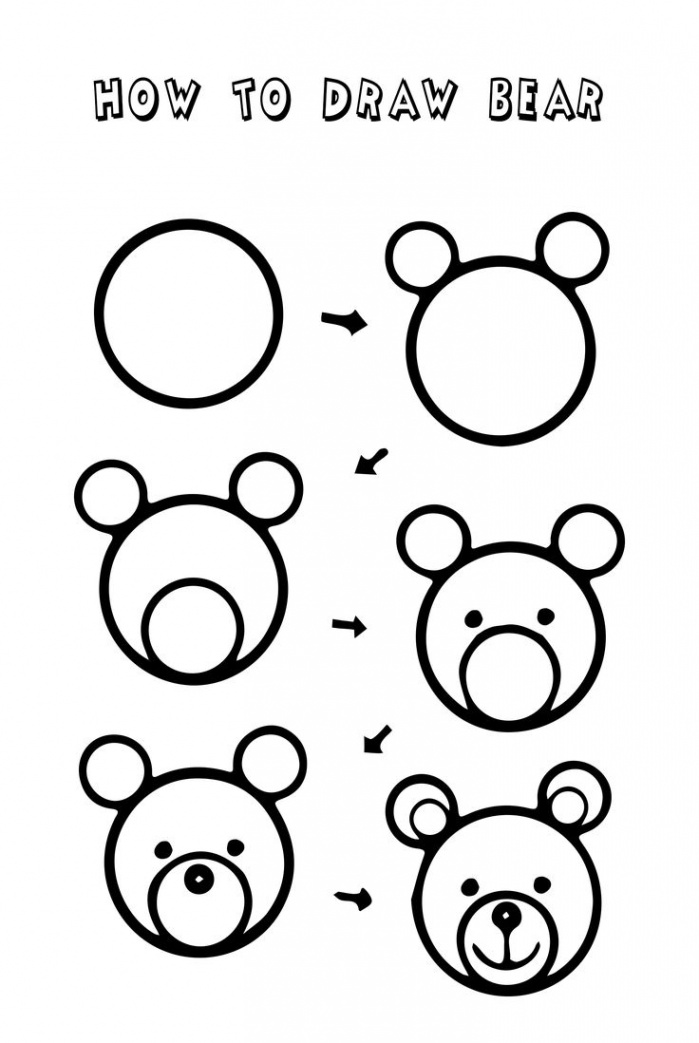 How To Draw a Bear  Drawing tutorials for kids, Preschool drawing