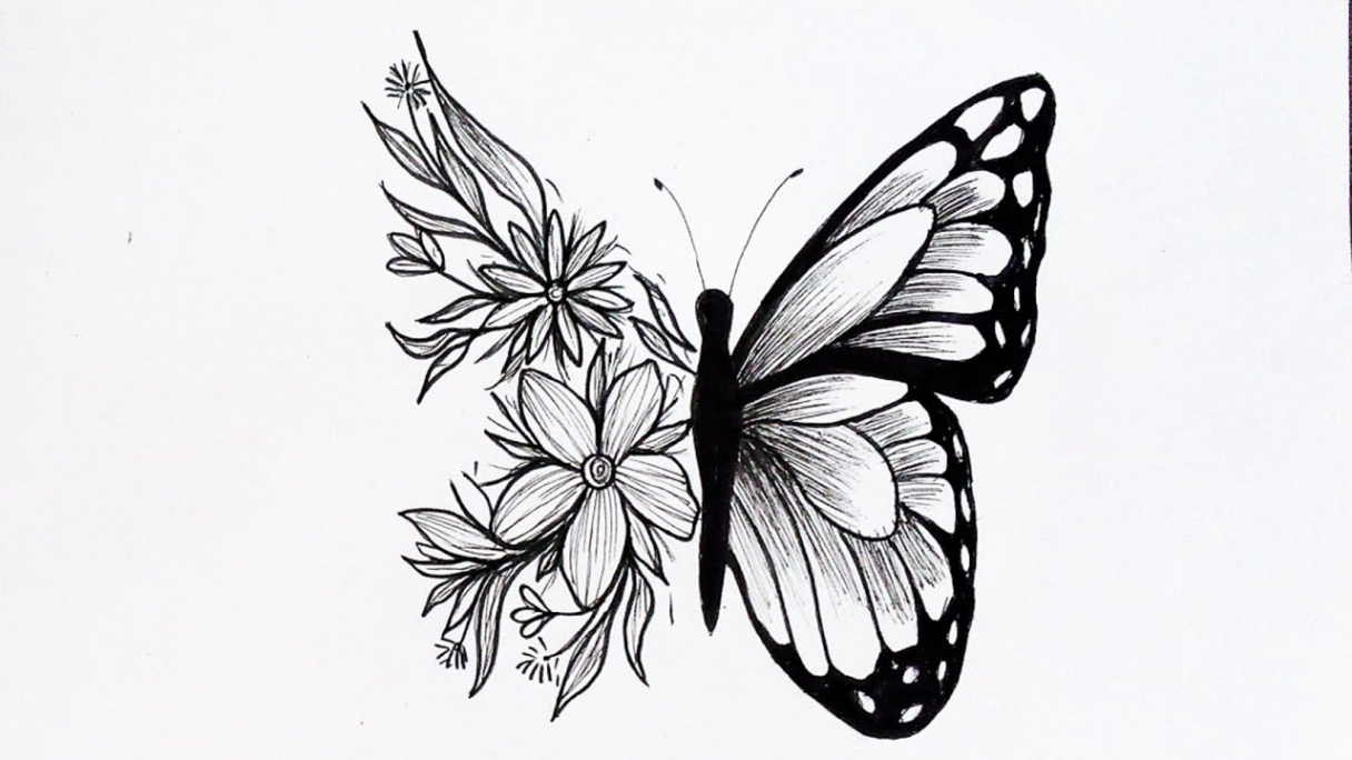How to draw a butterfly easy butterfly tattoo drawing
