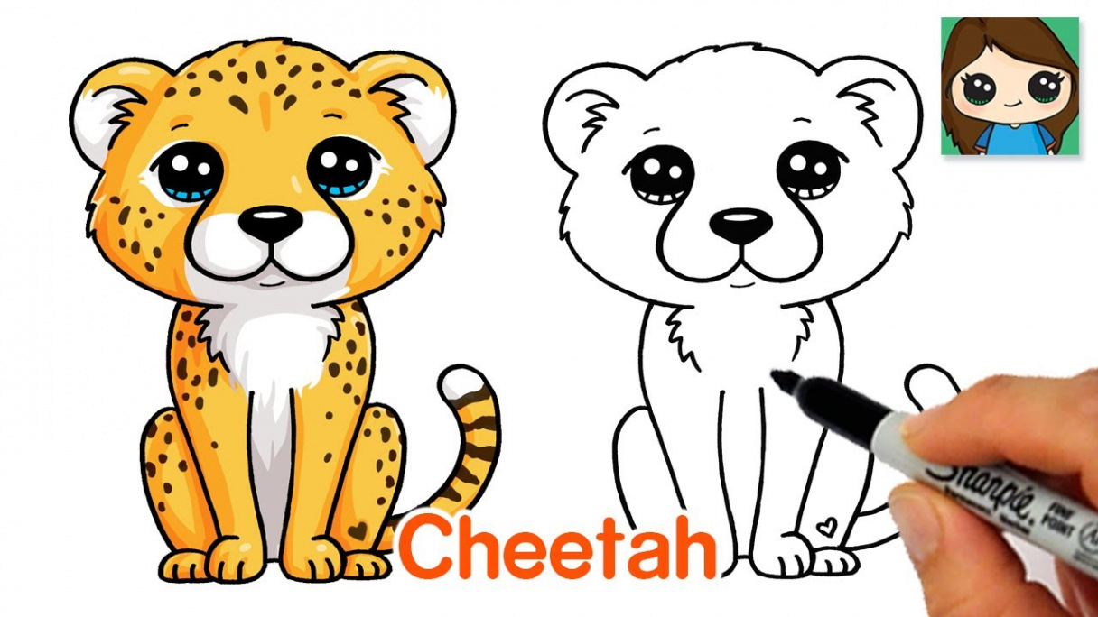 How to Draw a Cheetah Easy  Cute Cartoon Animal