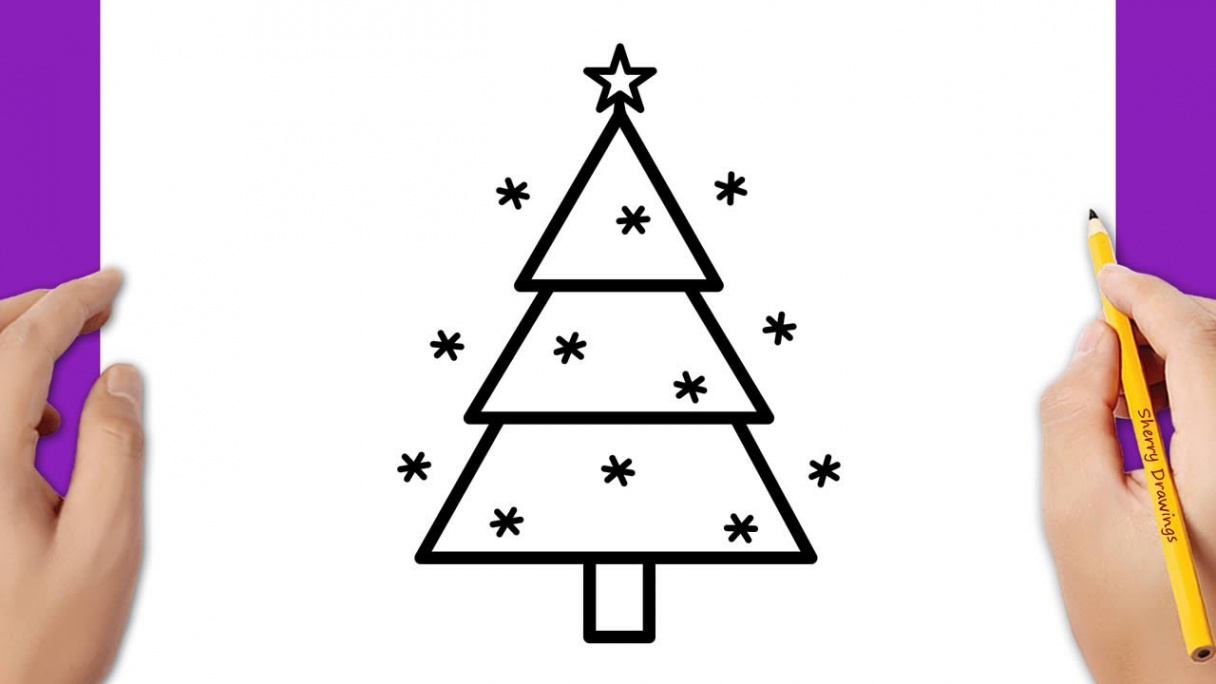 HOW TO DRAW A CHRISTMAS TREE EASY  CHRISTMAS DRAWING