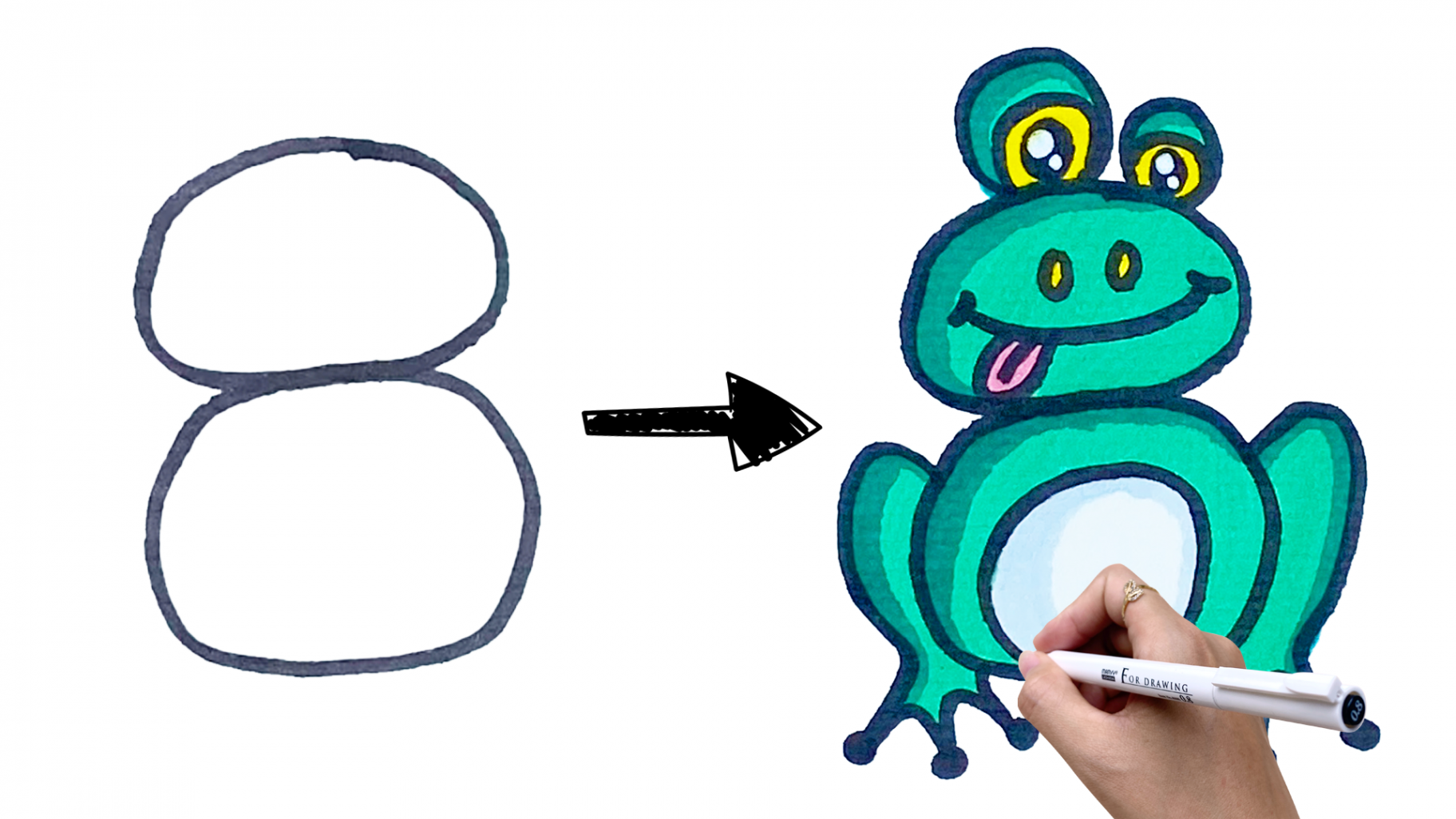 How to draw a Frog with number  - Drawing With Numbers  Cute