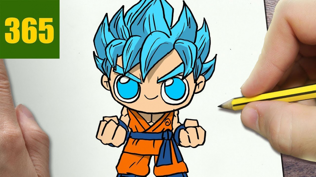 HOW TO DRAW A GOKU CUTE, Easy step by step drawing lessons for kids