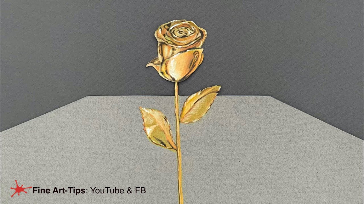 HOW TO DRAW A GOLDEN ROSE - With colored pencils