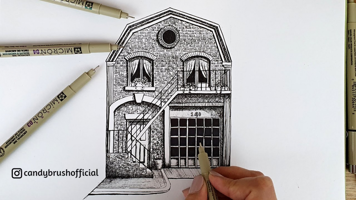 How to Draw A House Portrait  Pen & Ink Drawing #