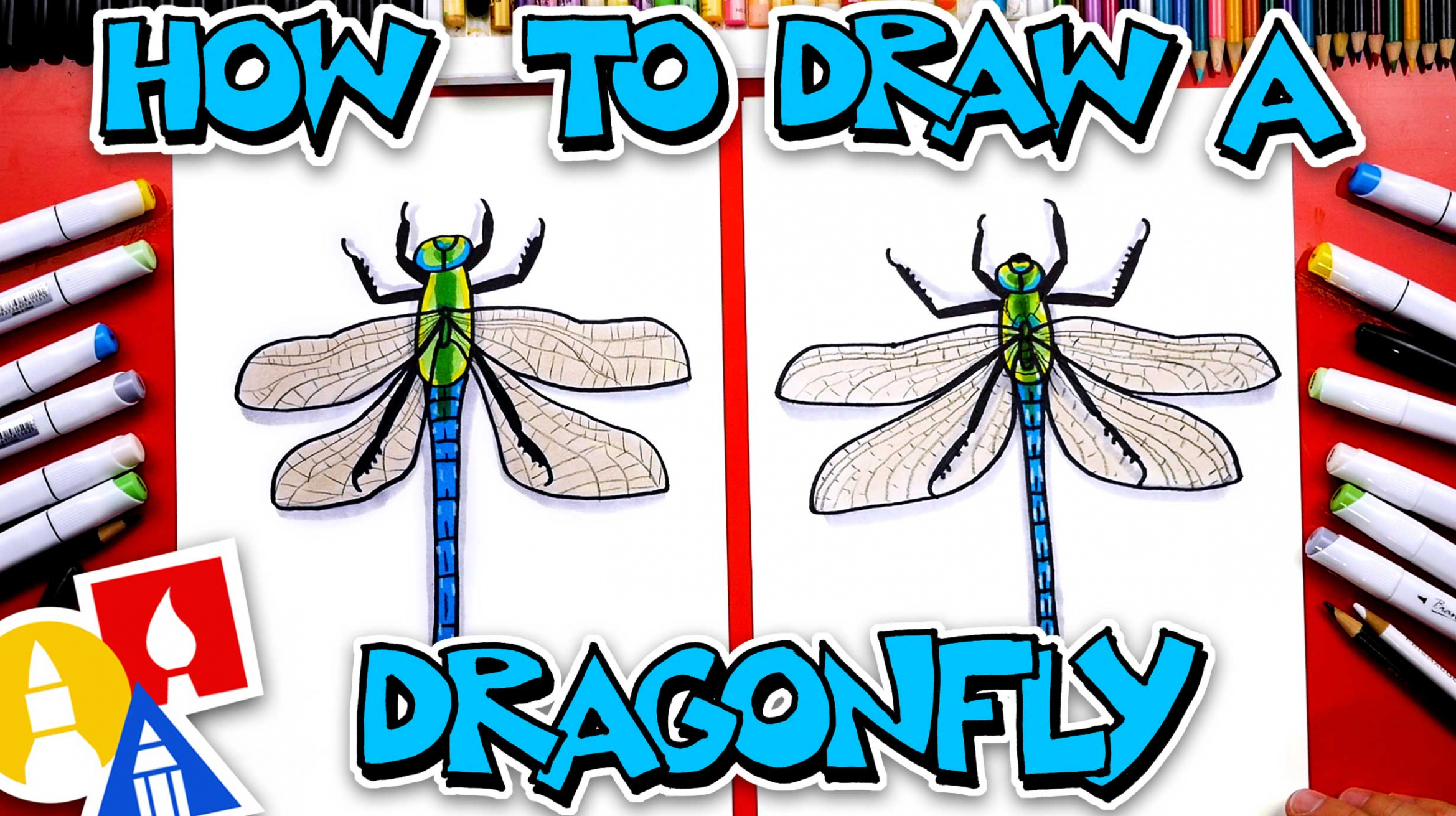 How To Draw A Realistic Dragonfly - Art For Kids Hub -