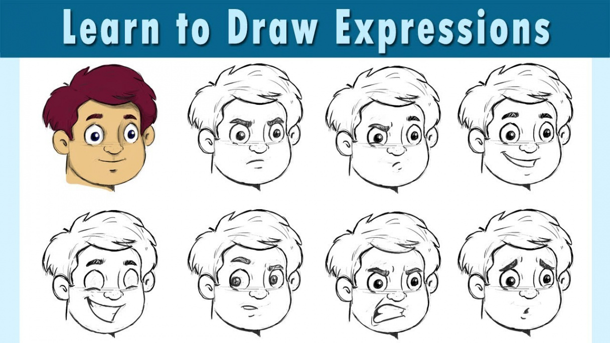 How to draw cartoon expressions  Basic cartoon expression  same face  different expressions