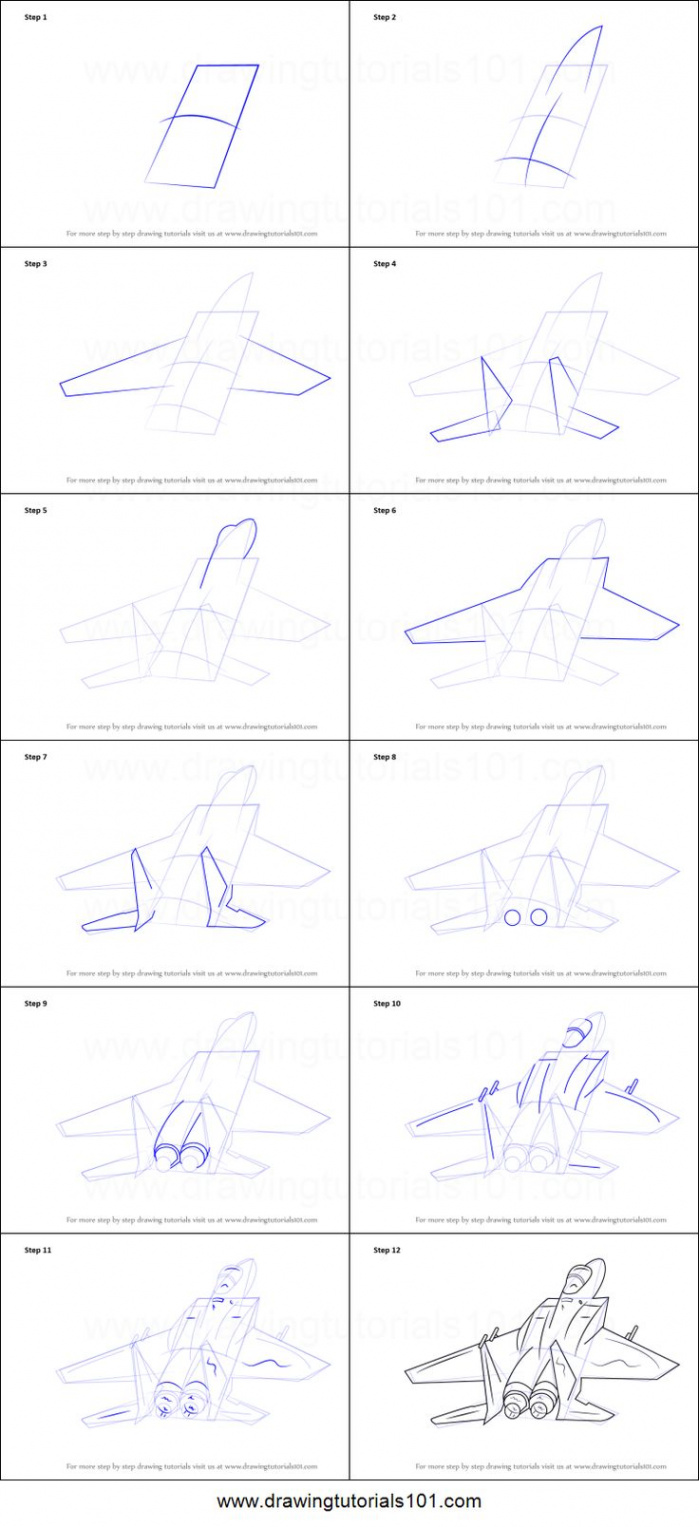 How to Draw Fighter Jet Aircraft Printable Drawing Sheet by