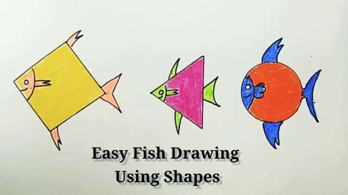 How To Draw Fish Using Shapes Step by Step - Day