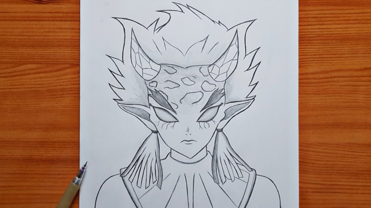 how to draw Hantengu ( Upper Moon  )  Hantengu step by step  easy  tutorial