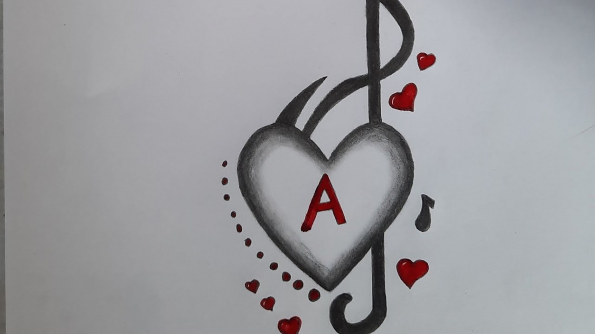 How to draw love heart with letter A / Beautiful heart drawing / Letter A  with heart / Heart drawing