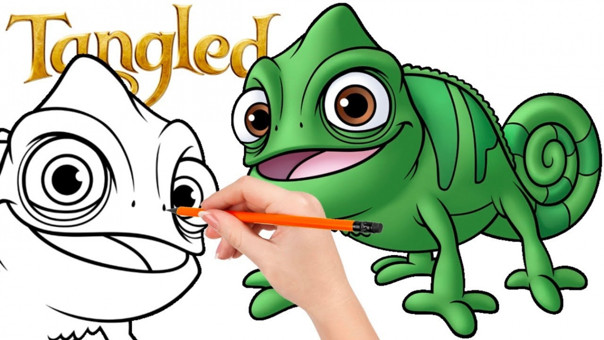 How to draw Pascal, the true and loyal friend to Rapunzel - Tangled ()