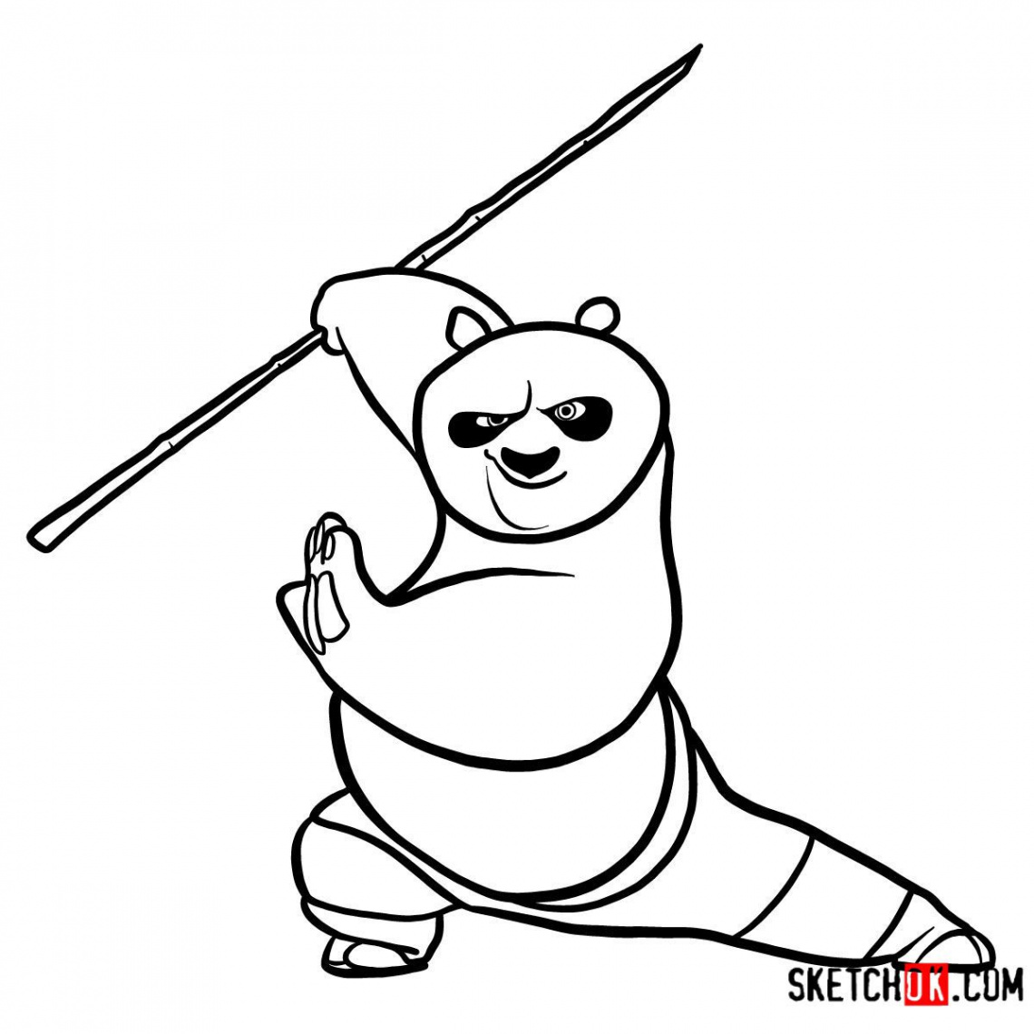 How to draw Po the Kung Fu Panda - Step by step drawing tutorials