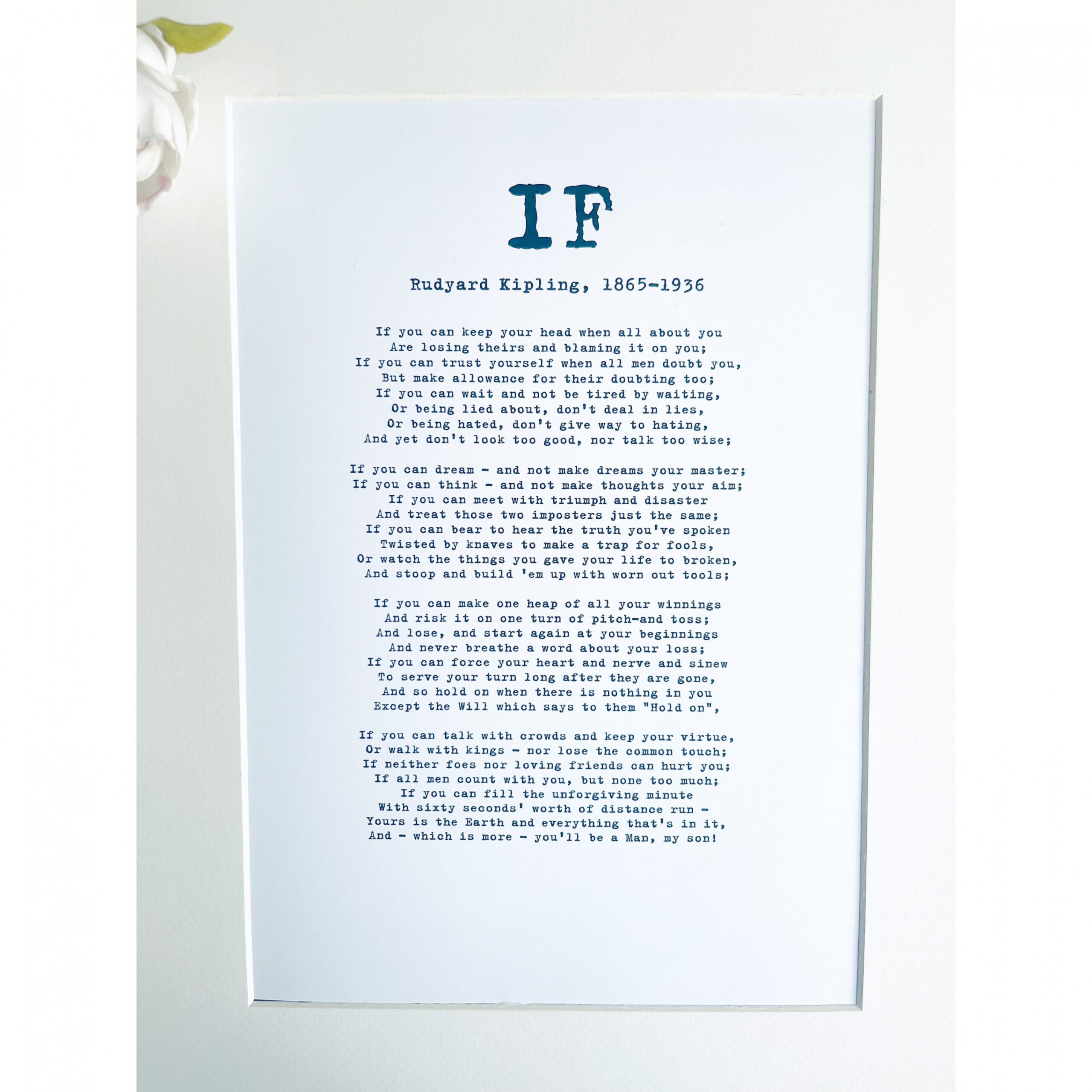 If Poem Rudyard Kipling. Printable A and A Print