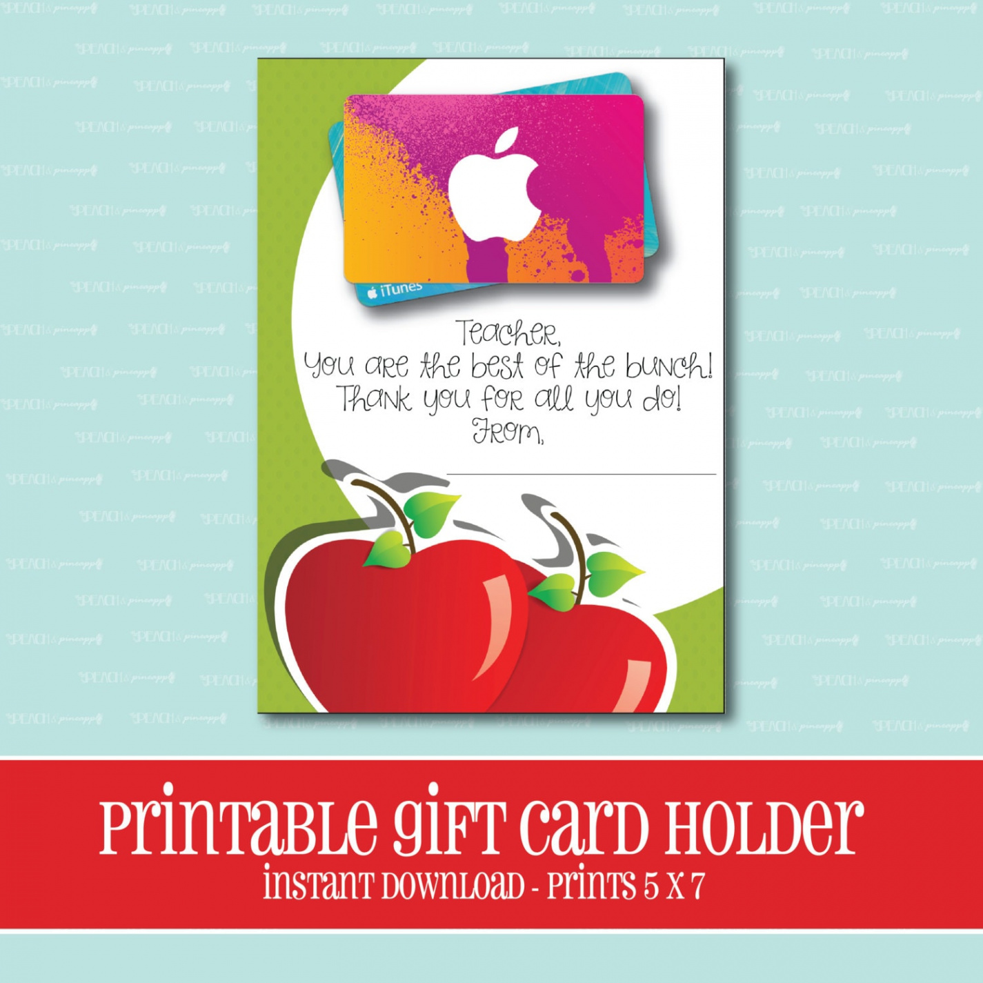 INSTANT Downloadapple Gift Card Holderteachergift Card - Etsy