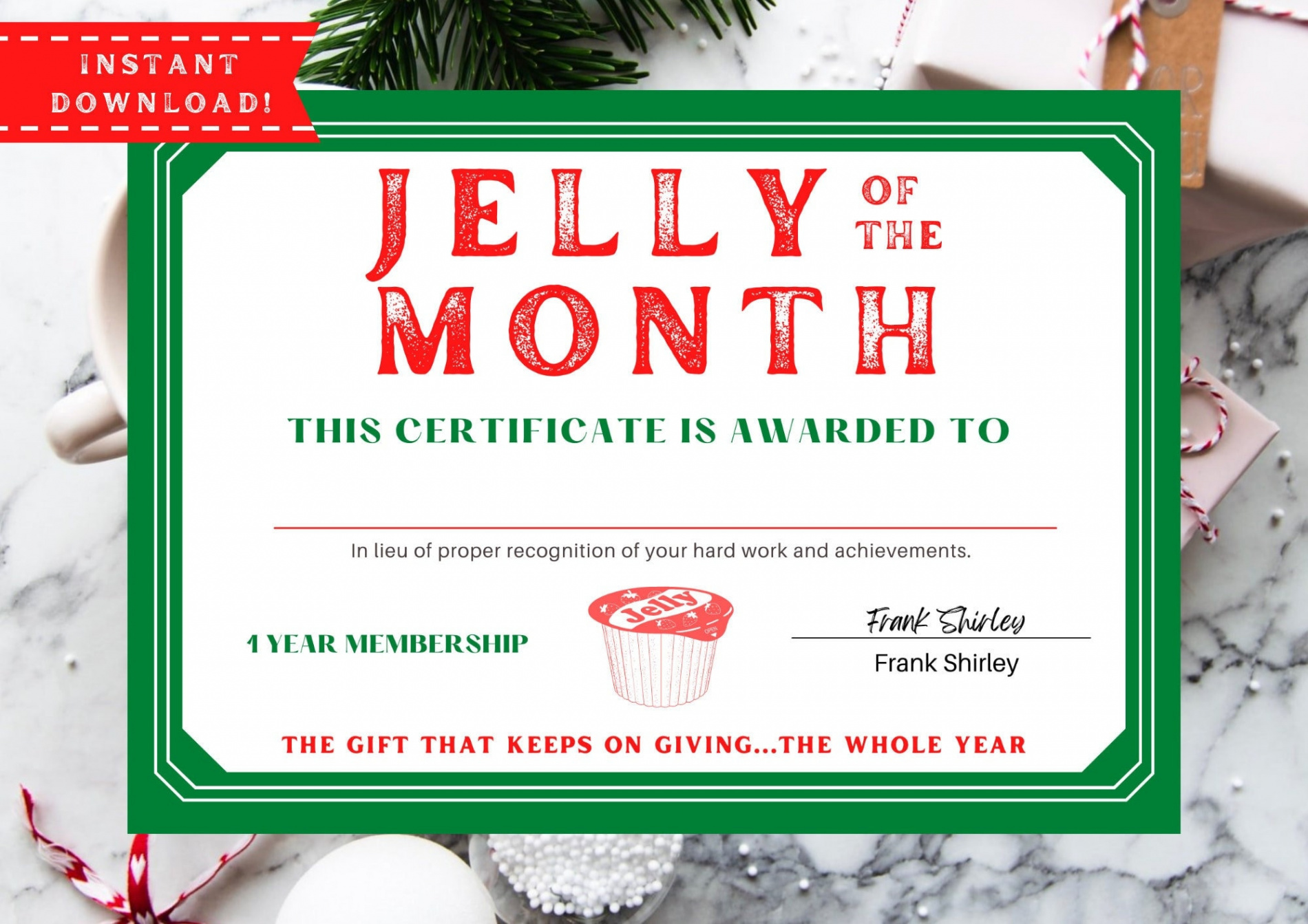 Jelly Of The Month Club PRINTABLE - Clark Griswold Zertifikat - Jelly of  Month Zertifikat - Weihnachtsurlaub - Cousin Eddie - DOWNLOAD