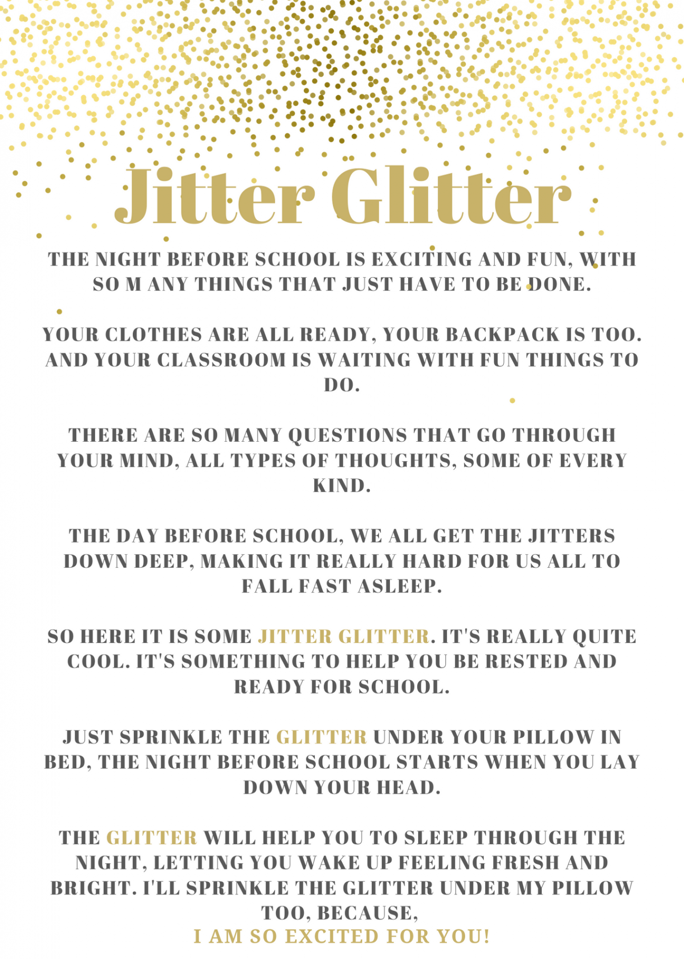 Jitter Glitter Back To School Tradition -