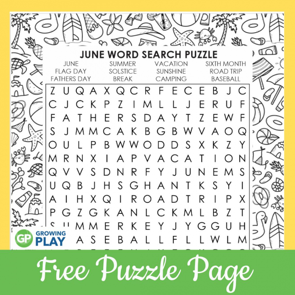 June Word Search Free Printable - Growing Play