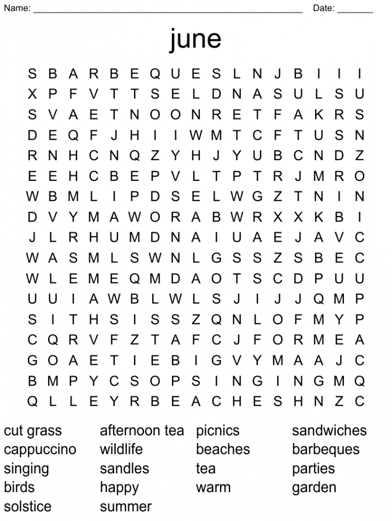 june Word Search - WordMint