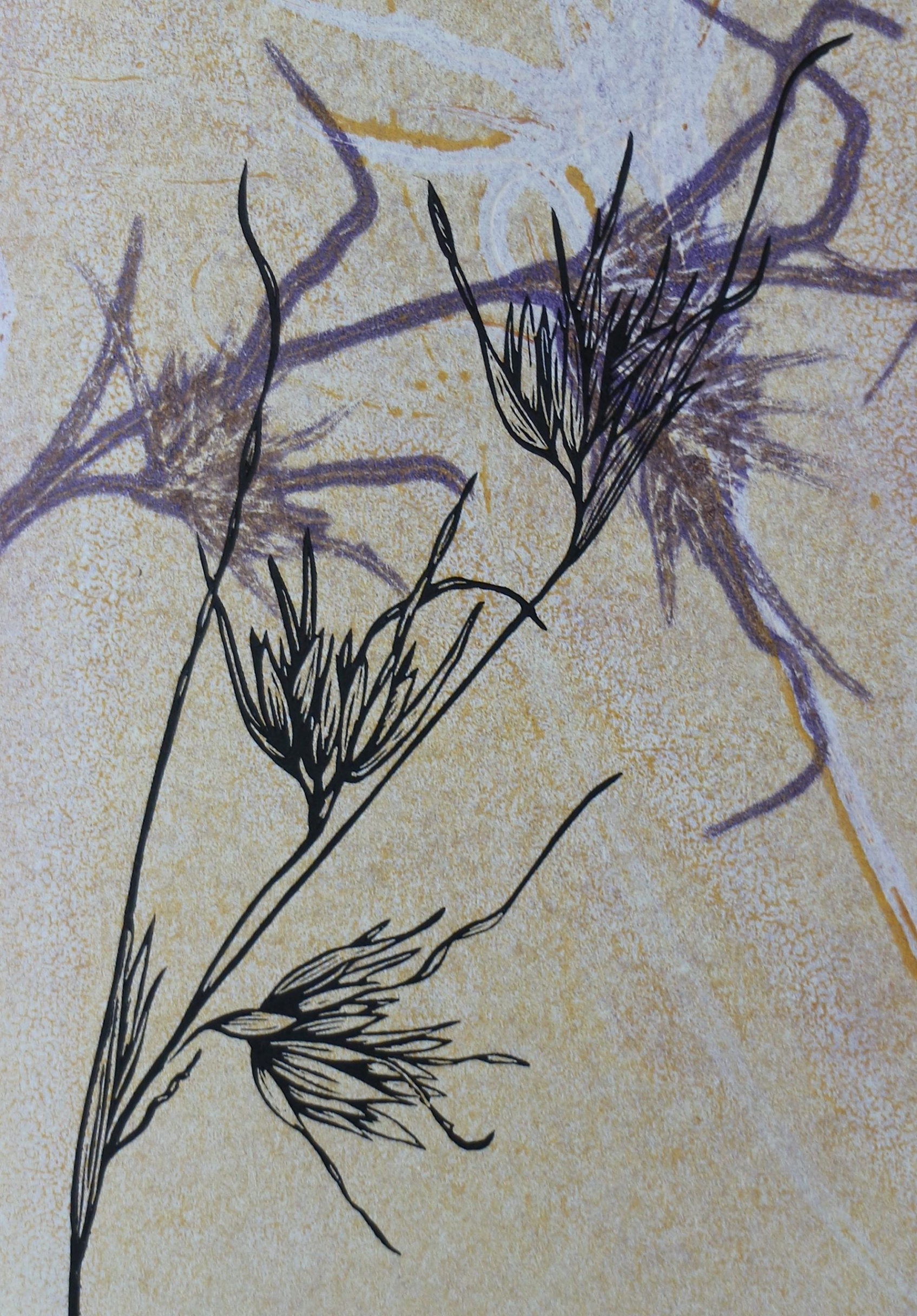 Kangaroo grass hand printed card - Fenja T