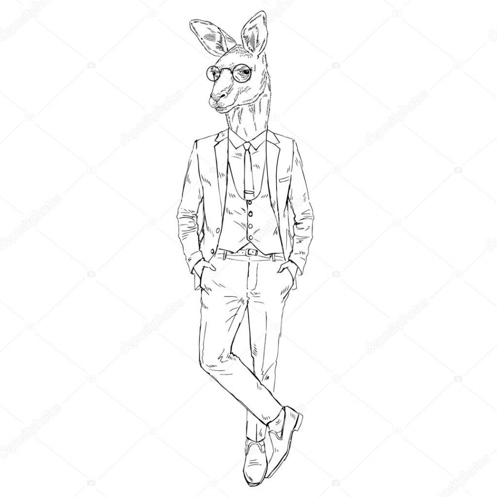 Kangaroo man in retro style Stock Vector by ©olga