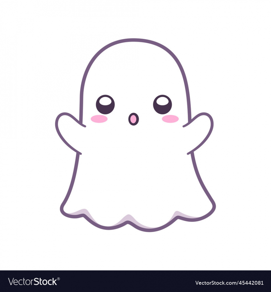 Kawaii ghost clipart doodle scary cute halloween Vector Image