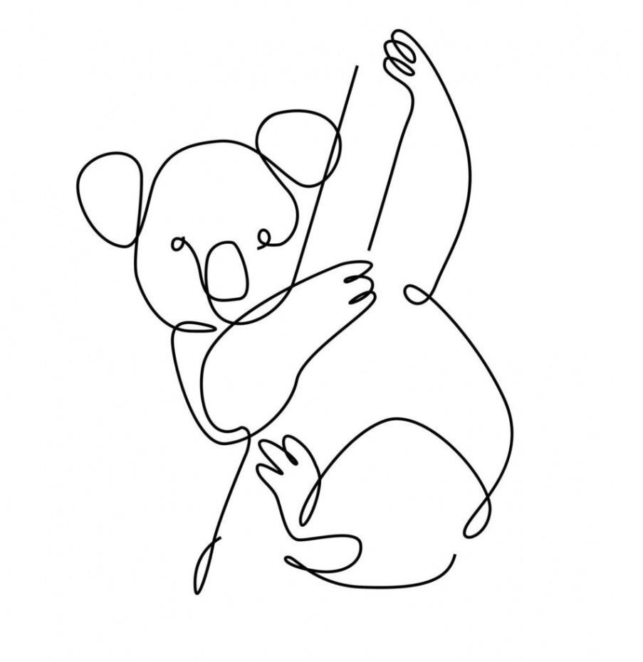 Koala one line. Australian koala bear outline