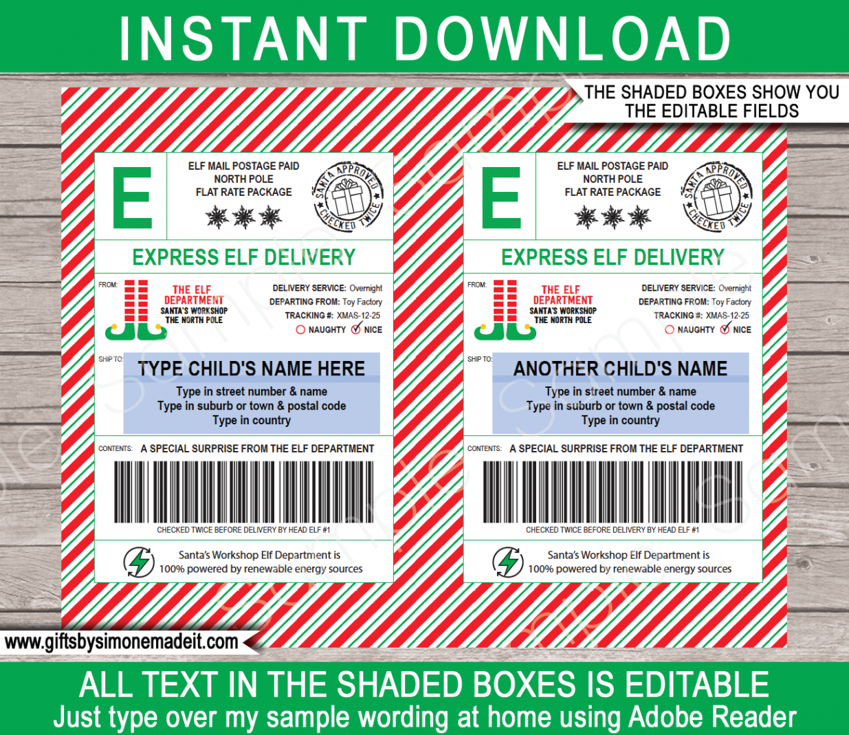 Large Elf Mail Shipping Labels - USPS style