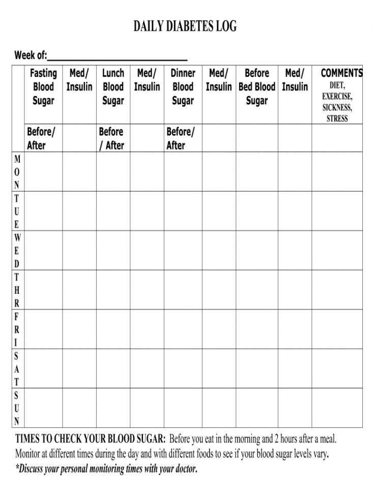 Large Print Printable Blood Sugar Log Sheet - Fill Online