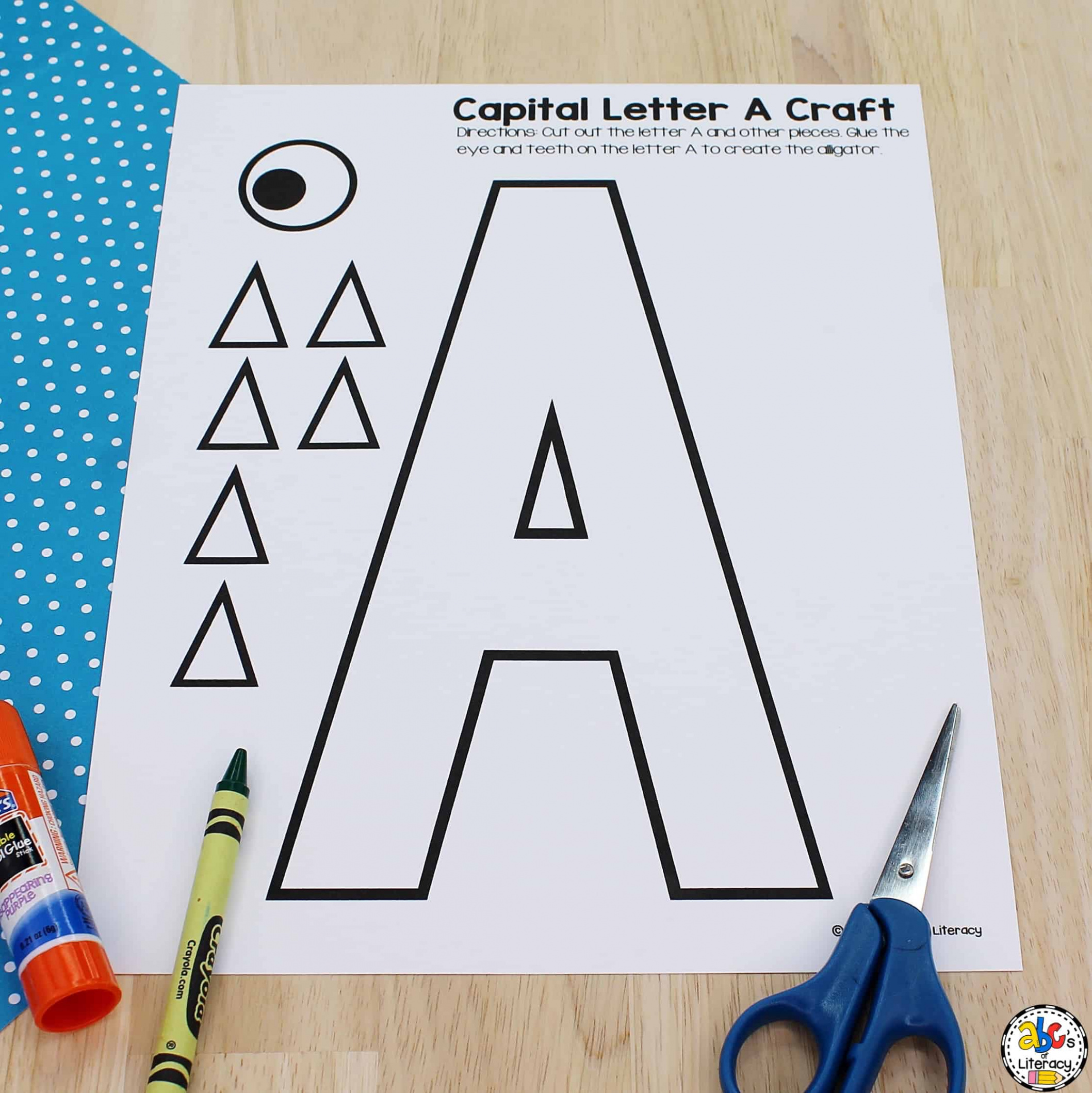 Letter A Alligator Craft: Capital Letter Recognition Activity