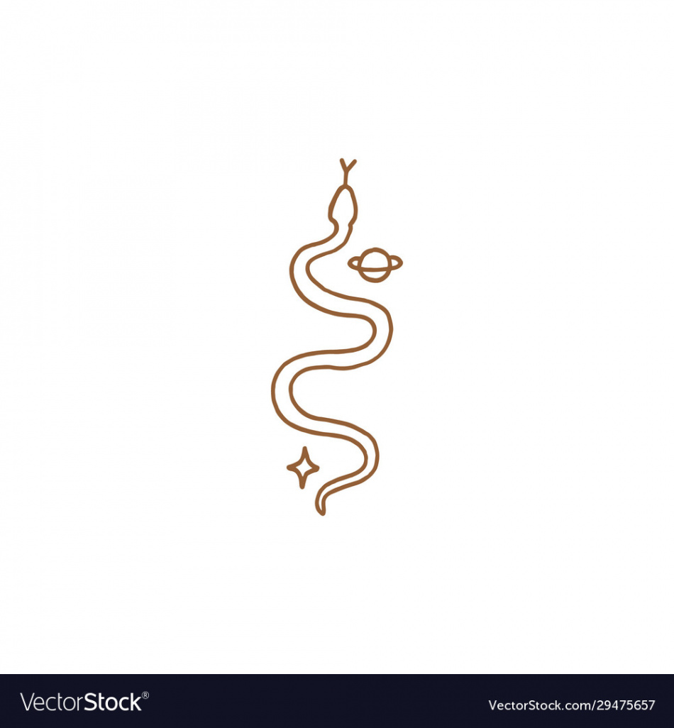 Line art minimalist boho gold snake in space logo Vector Image