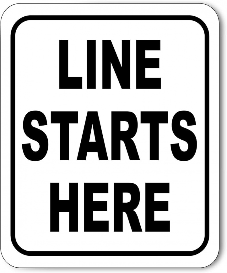 Line Starts Here Outdoor-Schilder – WC-Schild – Parkschild – individuelles  Schild – Vinyl-Bodenbelag-Schild – Straßenschilder – Büroschild –