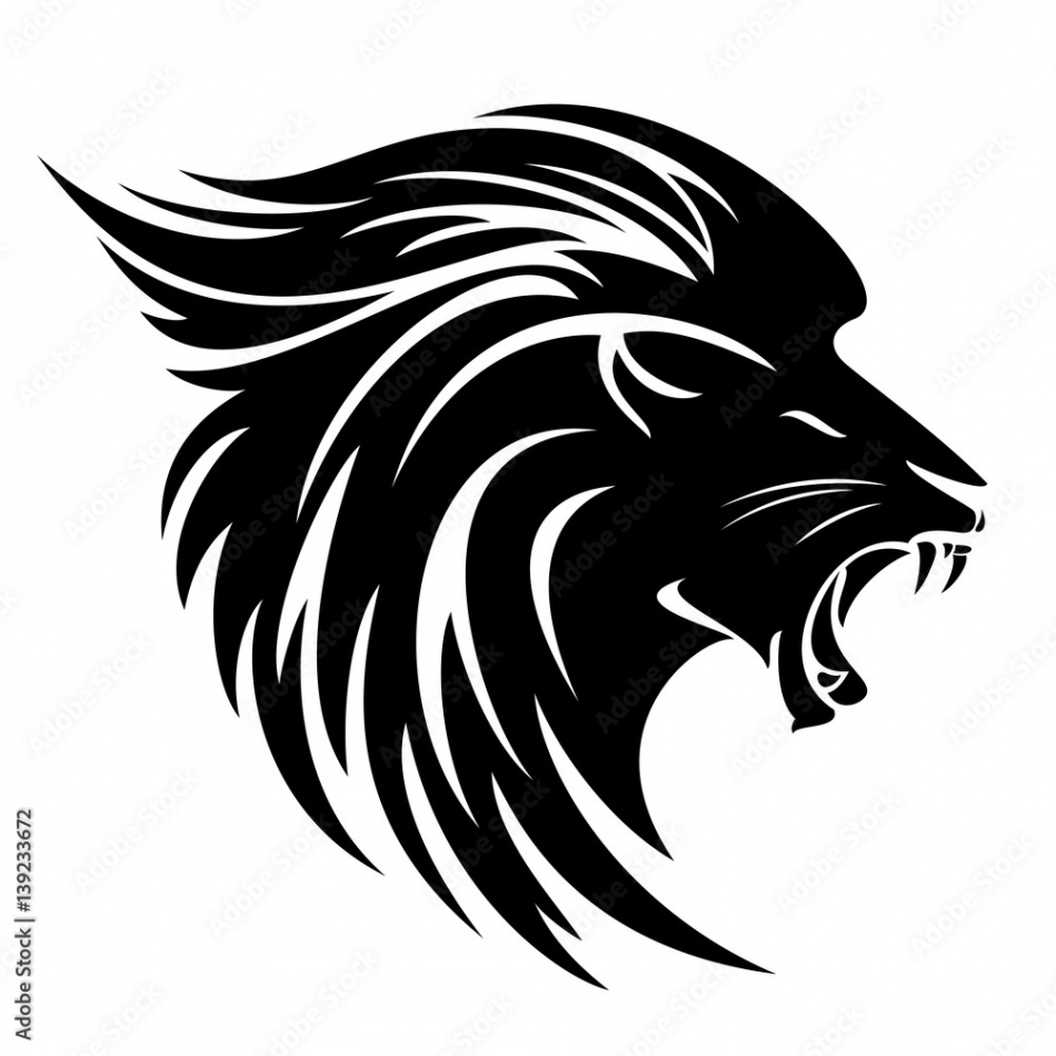 Lion head side view black vector design Stock-Vektorgrafik  Adobe