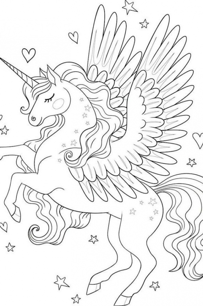 Magical Unicorn Coloring Page PDF and Print (Free Coloring Pages