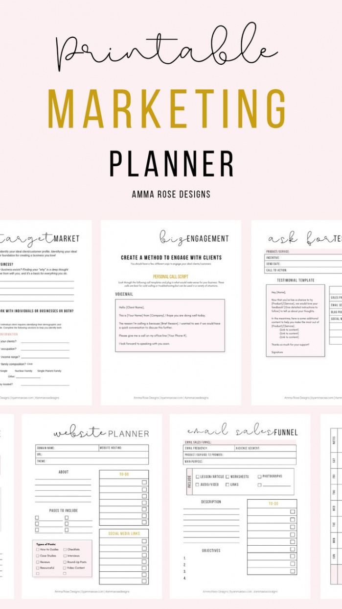 Marketing Planner Marketing Workbook Marketing Plan - Etsy