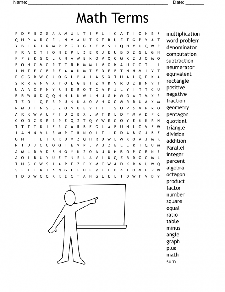 Math Terms Word Search - WordMint