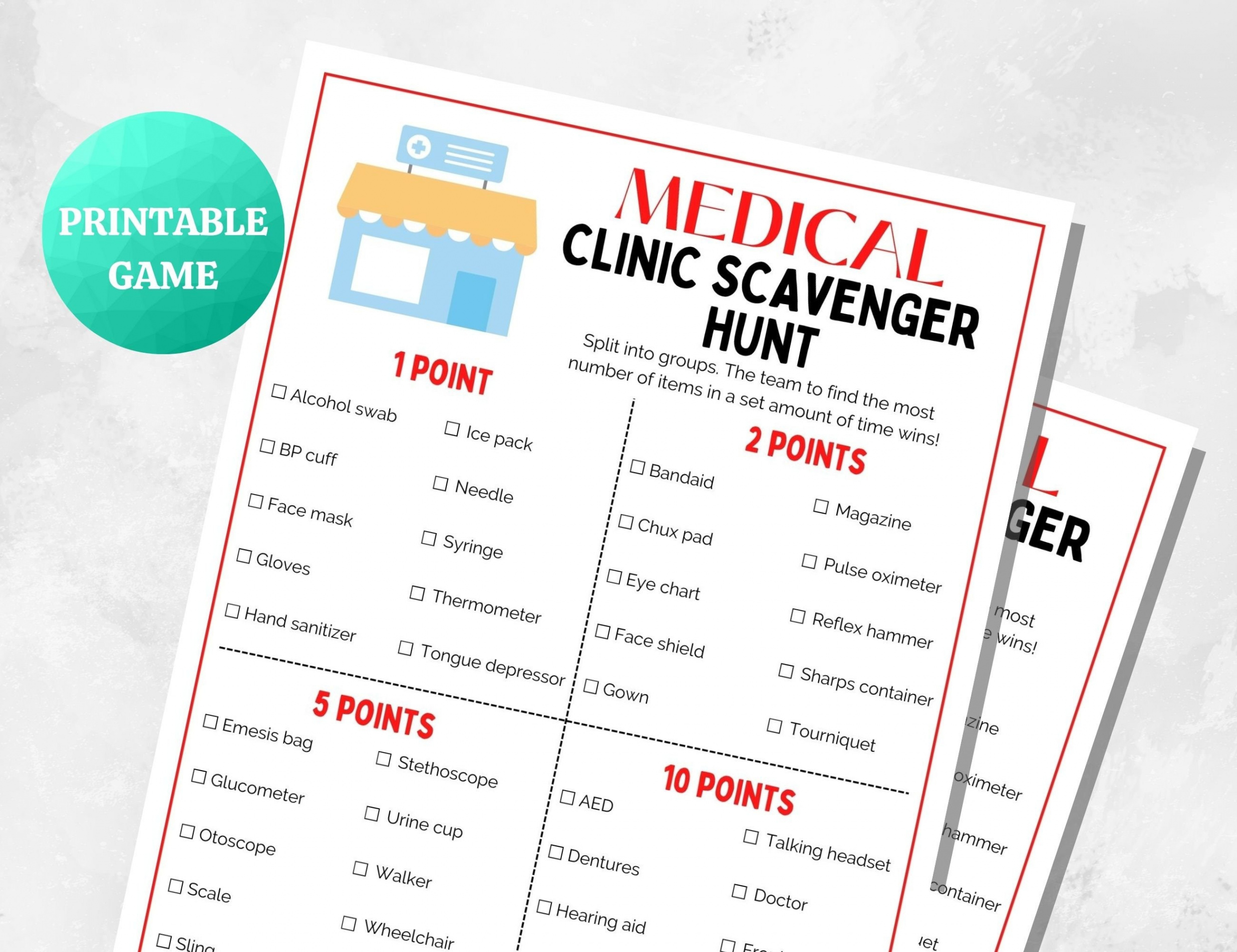 Medical CLINIC Scavenger Hunt PRINTABLE Medical Game - Etsy