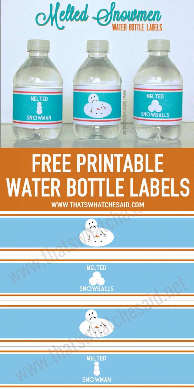 Melted Snowman Water Bottle Labels  Water bottle labels template