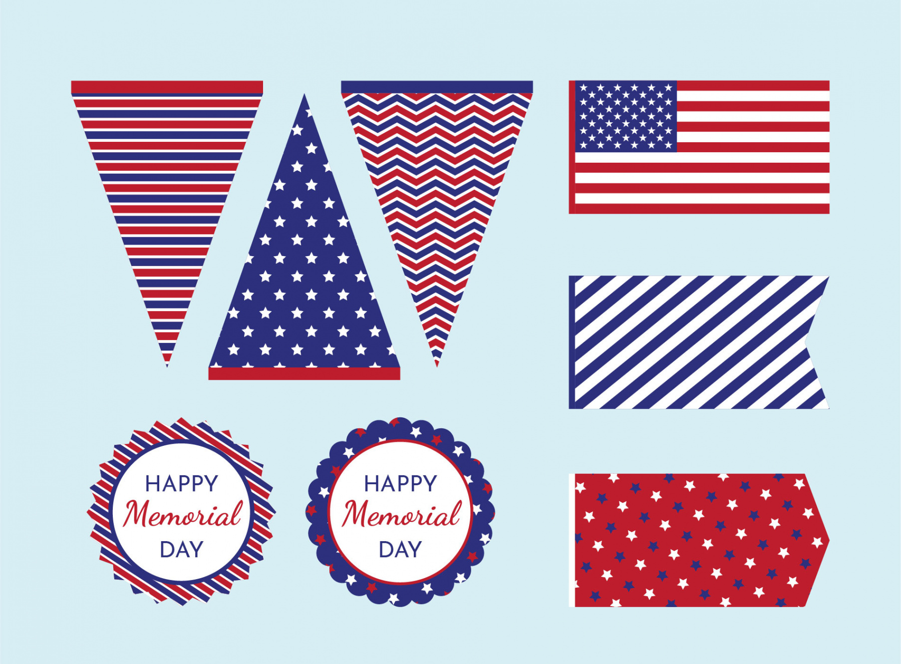 Memorial Day Printable Decorations  Vector Art at Vecteezy