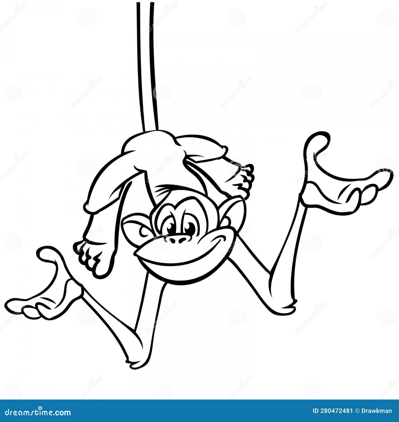 Monkey Hanging Upside Down Stock Illustrations –  Monkey Hanging