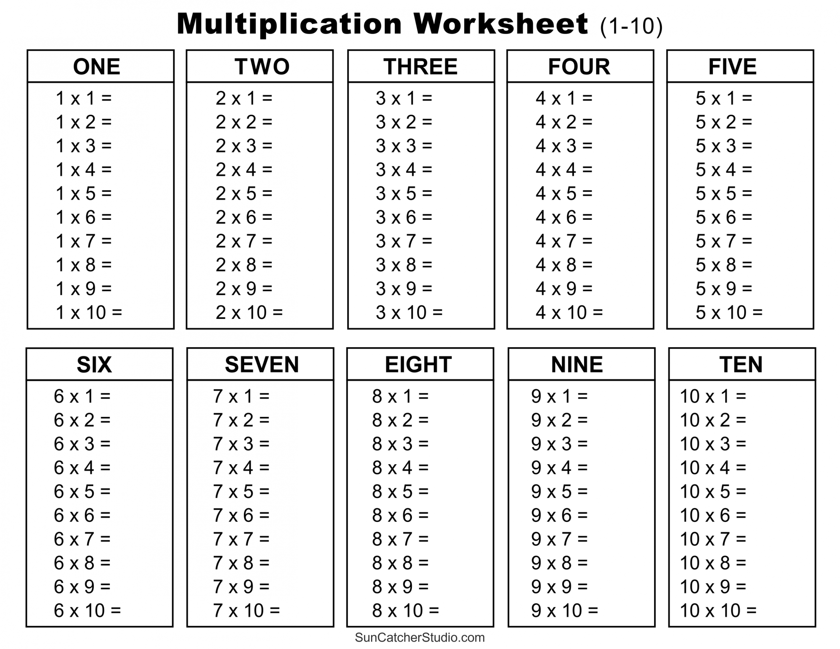 Multiplication Charts (PDF): Free Printable Times Tables – DIY