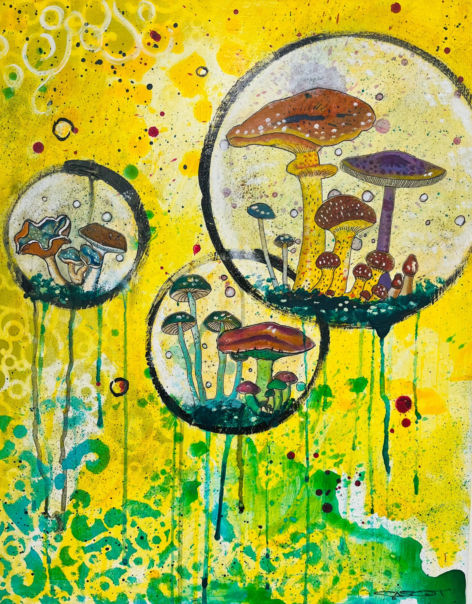 Mushroom Painting, Mushroom Art, Terrarium, Abstract Art, Fungi, Nature  Painting, Home Office Decor, Weird Painting, Weird Art