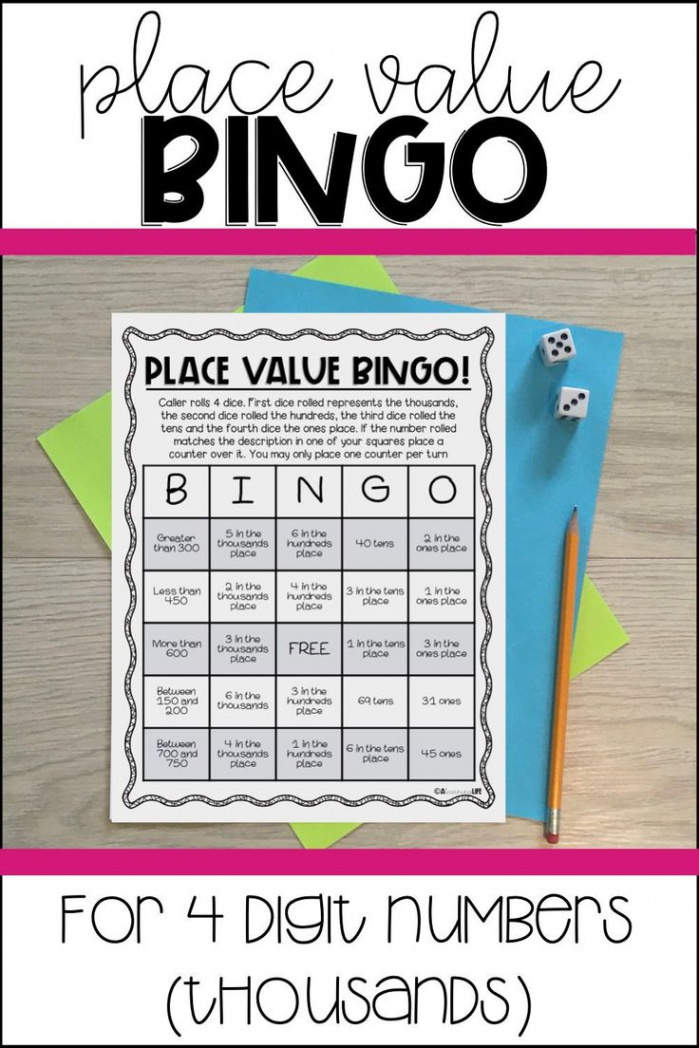 No Prep Place Value BINGO Game: For  Digit Numbers  Place values