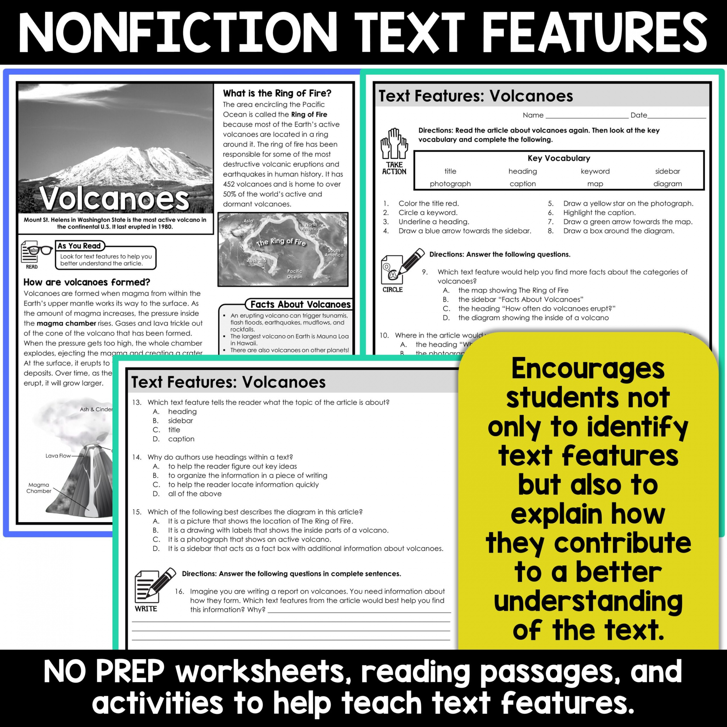 Nonfiction Text Features Activities for Informational Text