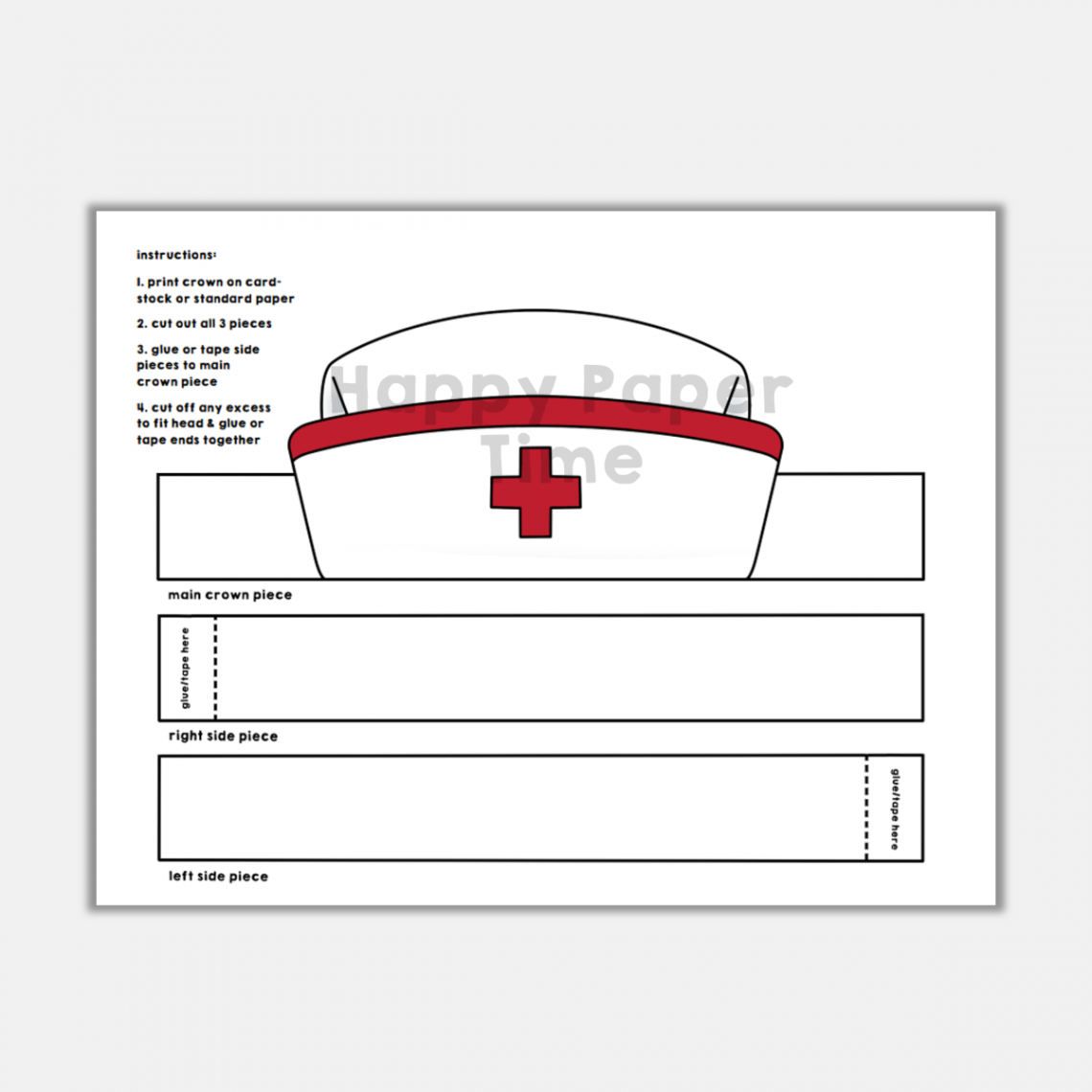 Nurse Hat Paper Crown Printable Costume Craft  Made By Teachers