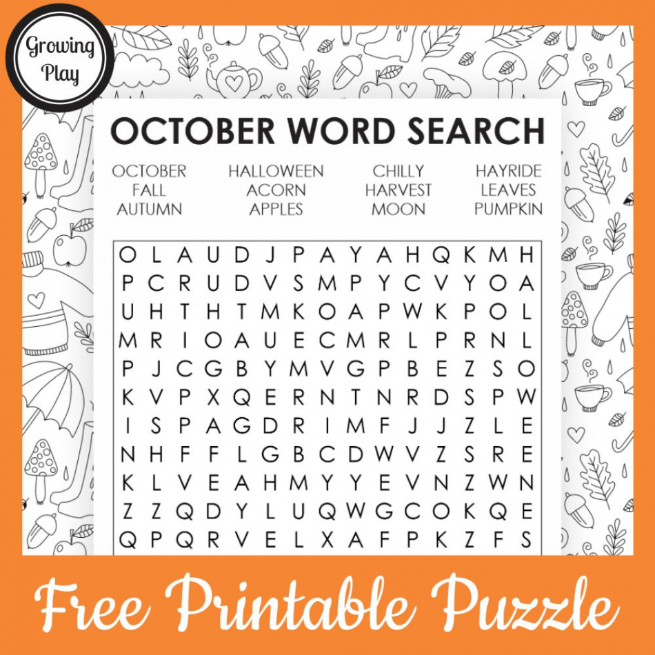 October Word Search Free Printable - Growing Play