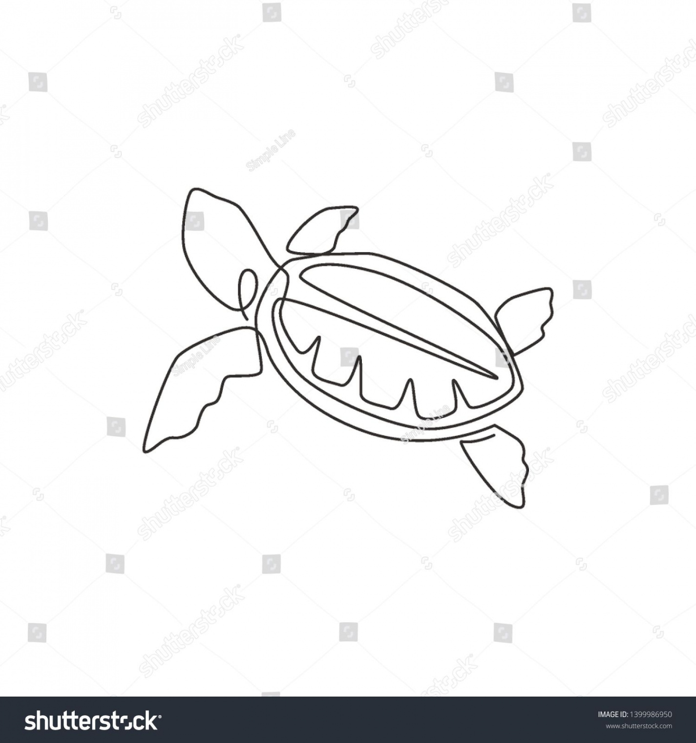 One Single Line Drawing Big Turtle Stock Vector (Royalty Free