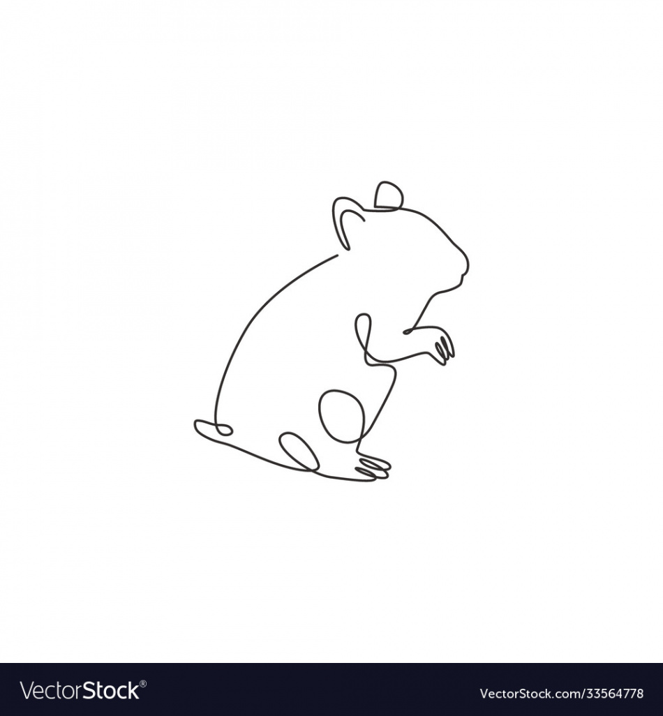 One single line drawing standing cute hamster Vector Image