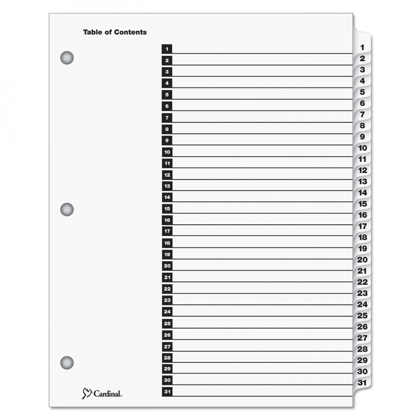 OneStep Printable Table of Contents and Dividers, -Tab,  to