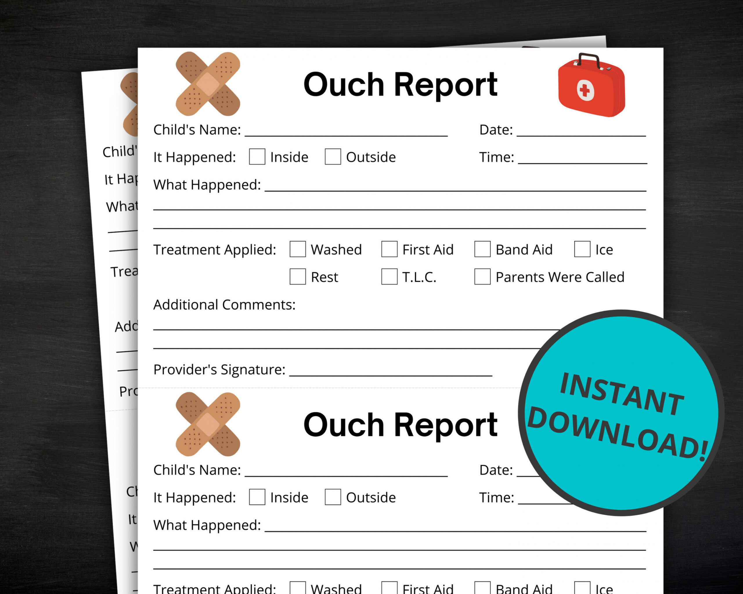 Ouch Report Daycare Incident Report Preschool Accident and - Etsy